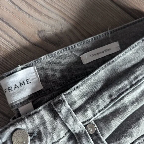 Frame Men's Classic L'homme Casual Dobbin Slim Denim Grey Jeans 34x30 - Picture 3 of 9